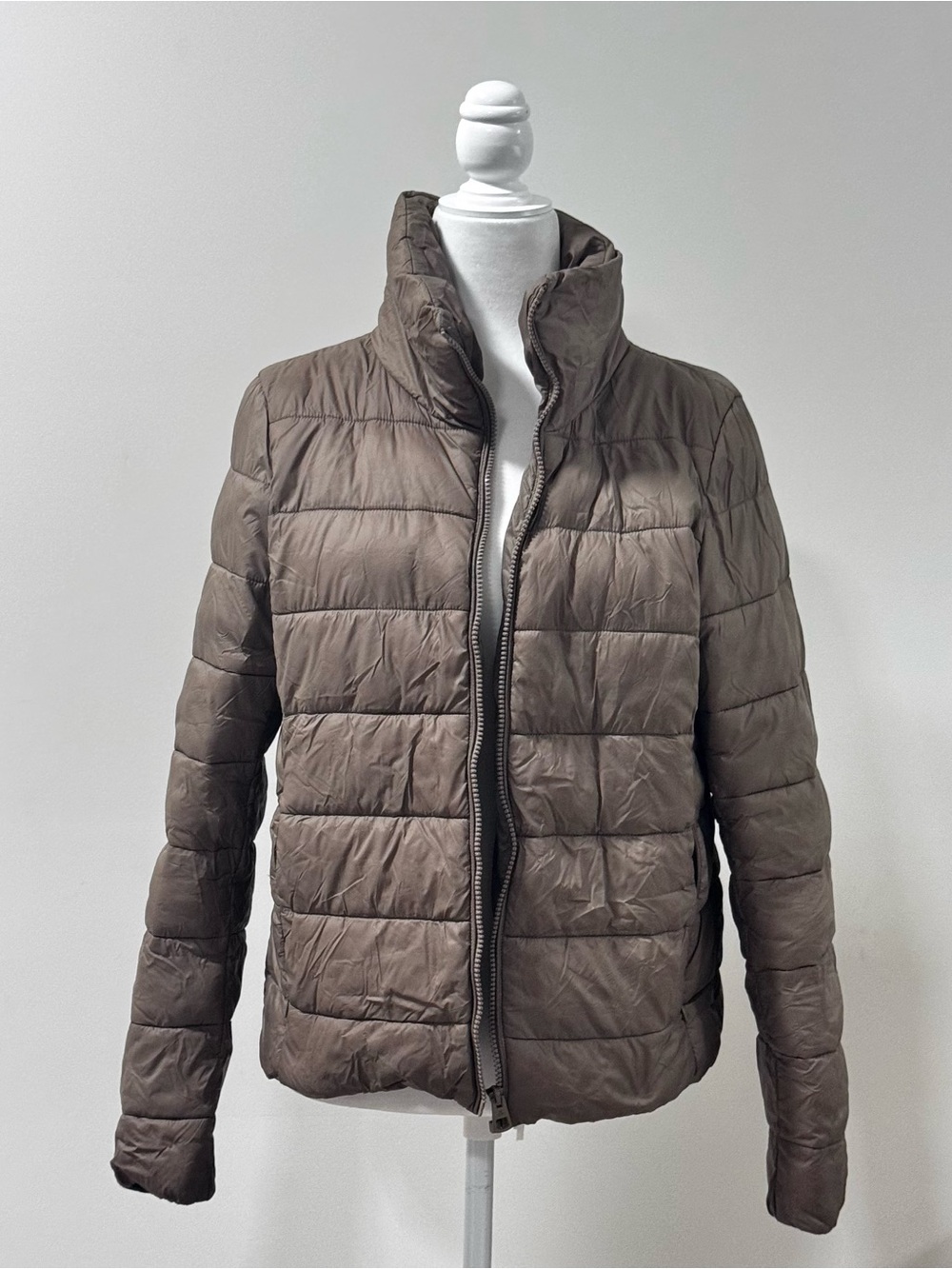 Women’s Taupe Quilted Puffer Jacket